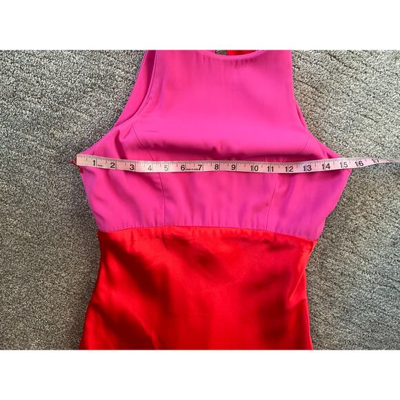 NWOT $328 Jill Jill Stuart Colorblock Red and Hot Pink Long Dress Size 4 - Picture 7 of 8